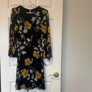 INC International Concepts Black Dress with Yellow Floral Print